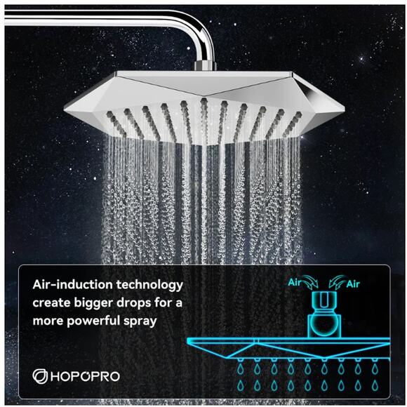 HOPOPRO 11" DIAMOND SHAPE SHOWER HEAD (POLISHED CHROME) - Picture 5 of 6